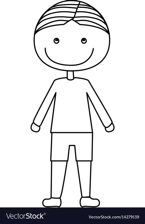 Silhouette Caricature Boy With T Shirt And Shorts Vector Image