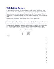 Validating Forms Docx Validating Forms In The Previous Section You