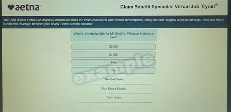 Aetna Claim Benefit Specialist Virtual Job Tryout Answers