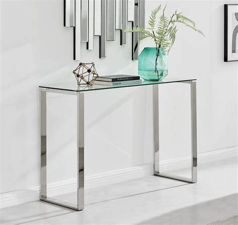 Buy Furniturebox Uk Mirrored Console Table Miami Clear Glass Silver