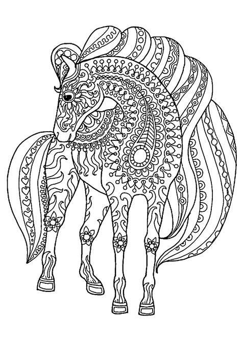 Un dessin zen à colorier représentant un mandala astrologique avec les signes du zodiaque. Mandala cheval | MonColoriage.fr