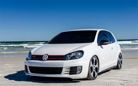 White Volkswagen Golf Mk6 Gti On The Beach Wallpapers And Images