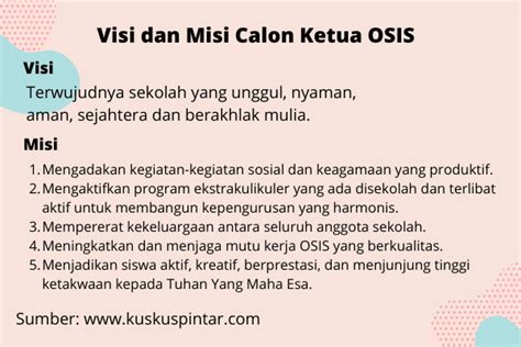Visi Dan Misi Ketua Kelas - Pendidikan Siswa