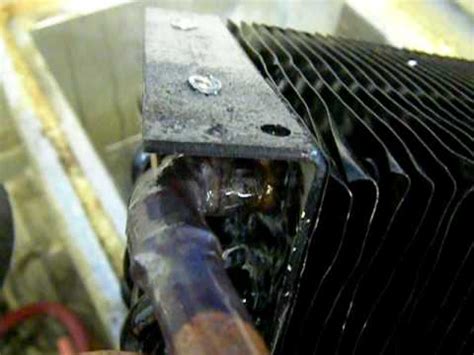 Refrigerant leaks can occur lots of places in an air conditioning system. New evaporator coil leaking on install, 1/22/09 - YouTube