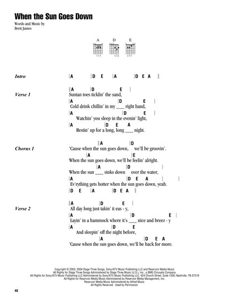 When The Sun Goes Down Sheet Music By Kenny Chesney Uncle Kracker Lyrics Chords