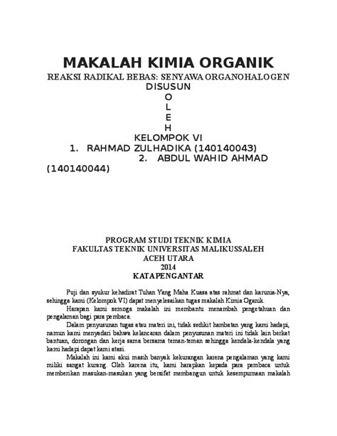 Contoh Kata Pengantar Untuk Makalah Kimia – analisis
