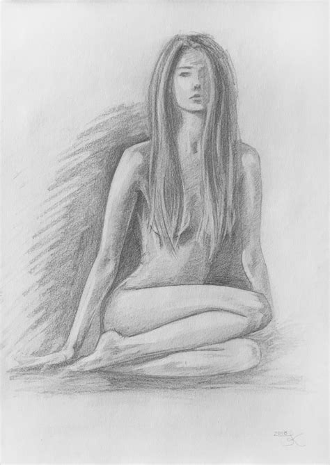 Original Pencil Sketch Of Nude Woman Female Nudeart Walldecor Etsy Canada