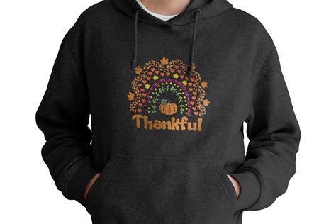 Thankful Pumpkin Rainbow Thanksgiving Embroidery By Mulew Art