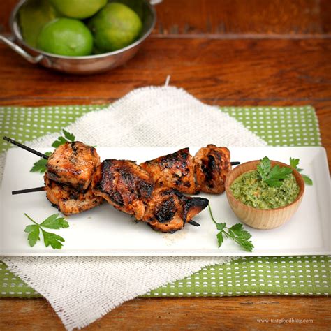 Chili Lime Chicken Skewers With Spicy Green Pepper Sauce Tastefood