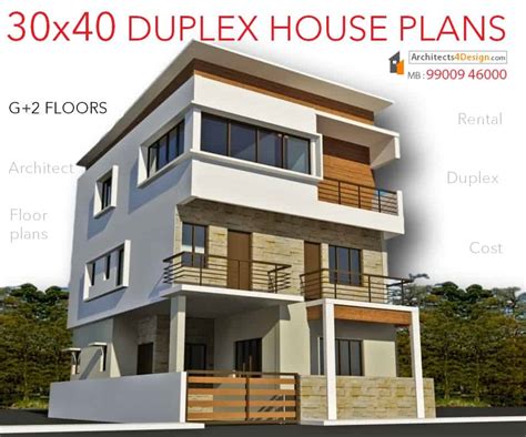 28 Duplex House Plan 30x40 West Facing Site