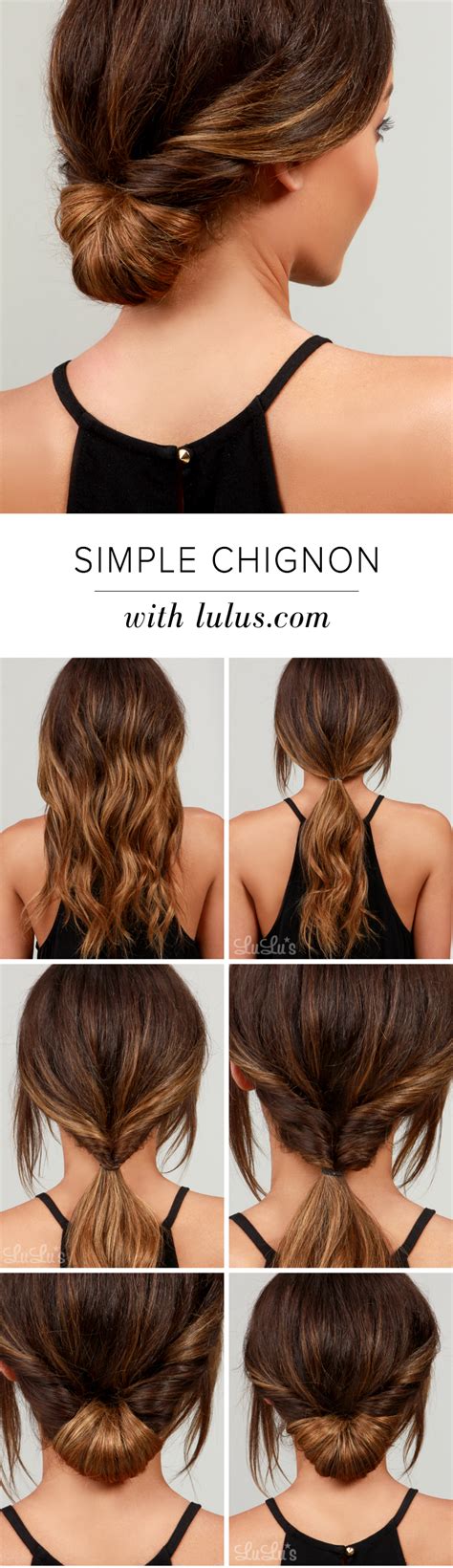 The updo hairstyle on medium hair will be much easier to create than on long hair. Lulus How-To: Simple Chignon Hair Tutorial - Lulus.com ...