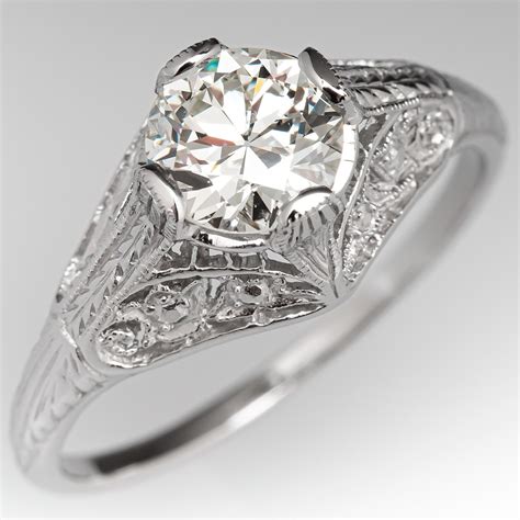 1920s Diamond Antique Filigree Engagement Ring Platinum 119ct Ji1 Gia