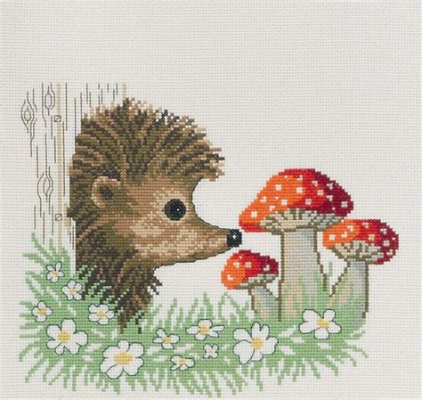 Instant digital pdf download ! Hedgehog and Toadstools - cross stitch kit by Permin of ...