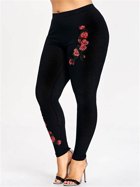 Wipalo Plus Size Embroidery Floral Leggings Women Fashion Leggins
