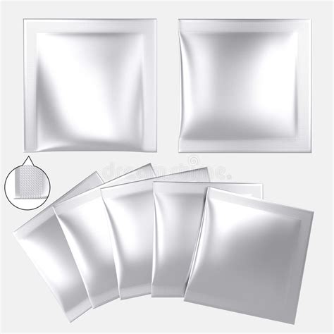 blank silver foil plastic powder sachet stock photo image