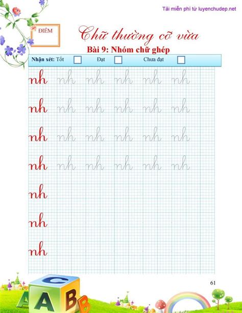 Bài Tập Viết Chữ Ghép Nh Dành Các Bé Mới Tập Viết Luyện Chữ đẹp