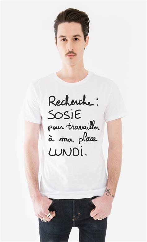 Cherche Sosie Pour Aller Travailler à Ma Place - T-Shirt Homme T Shirt Geek "Recherche Sosie" léger - Wooop