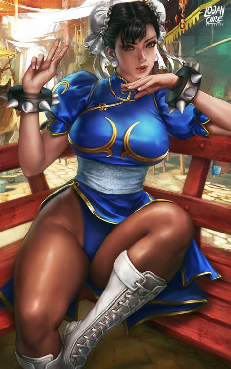 Chun Li Video Game Characters Brunette Bangs Looking