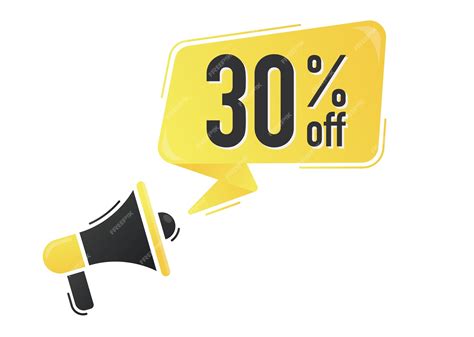 Premium Vector 30 Percent Off Megaphone And Colorful Yellow Speech