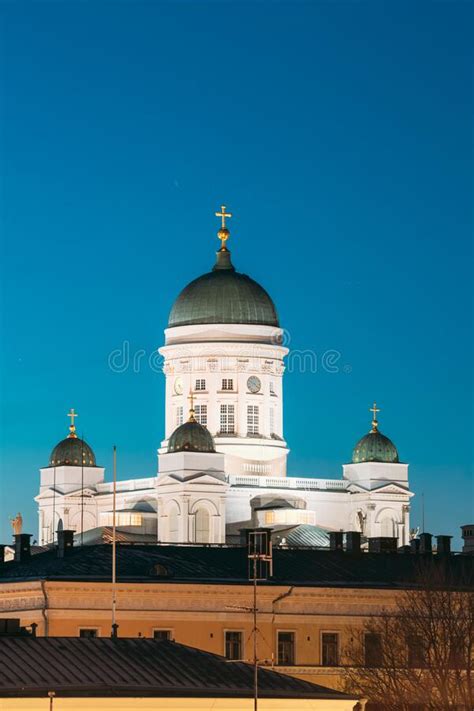 Helsinki Finland Senate Square With Lutheran Cathedral And Monument