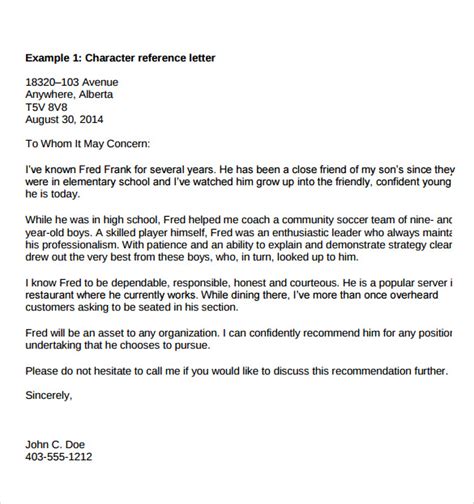 Cover letter formats that can help you land a job. FREE 10+ Sample Character Letter of Recommendation ...