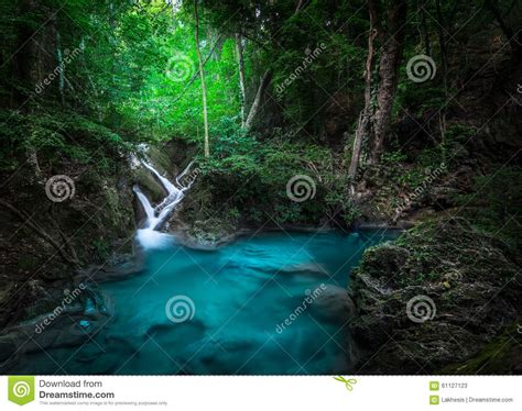 Jangle Landscape With Erawan Waterfall In Tropical Forest