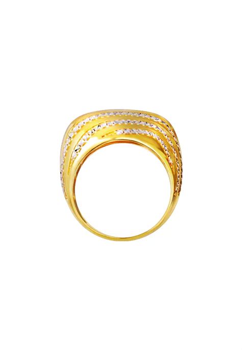 Buy Tomei Tomei Lusso Italia Dual Tone Wave Inspired Ring Yellow Gold