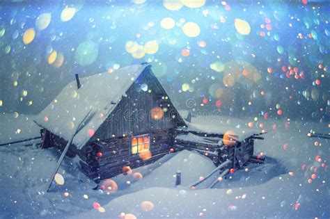 Fantastic Landscape With Snowy House Stock Image Image Of Christmas