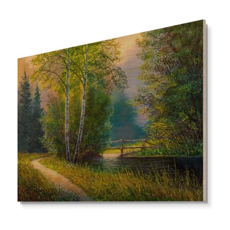 Millwood Pines Forest Scenery On Summer River Unframed Graphic Art On