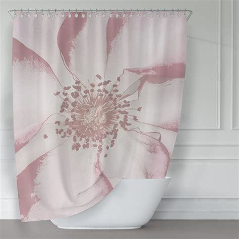 Pink Rose Shower Curtain Large Floral Photo Art Print On Etsy Rose Shower Curtain Printed