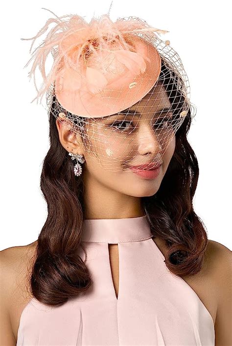 babeyond fascinator hat veil feather fascinator hair clip tea party pillbox derby hat fascinator