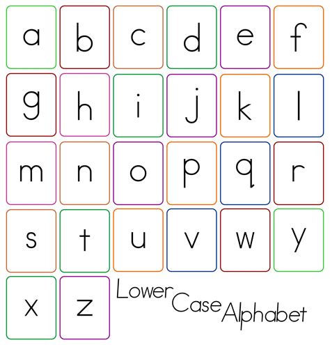 Free Printable Lower Case Letter Cards
