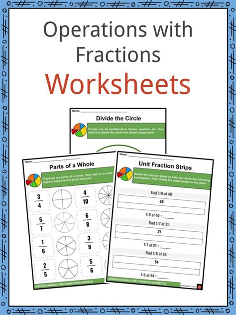 The templates are available in pdf format and can be easily printed. Operations with Fractions Facts & Worksheets For Kids