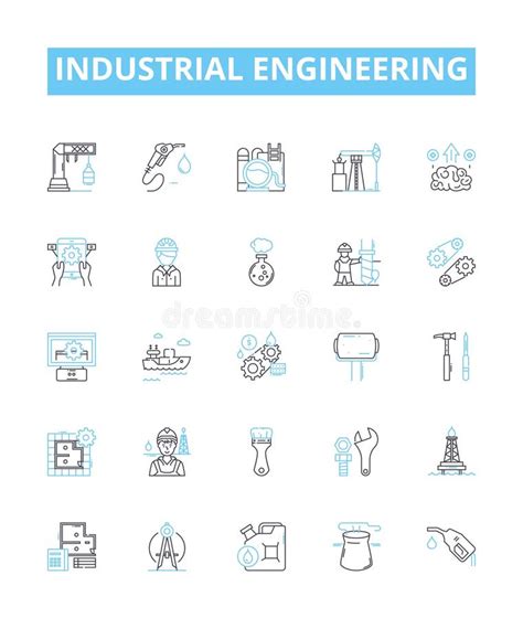 Industrial Engineering Vector Line Icons Set Industrial Engineering