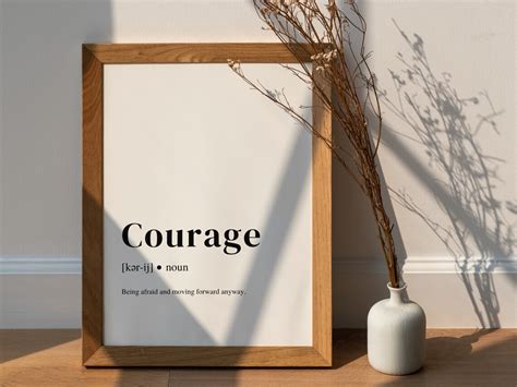 Courage Definition Art Print Inspirational Aesthetic Quote Etsy