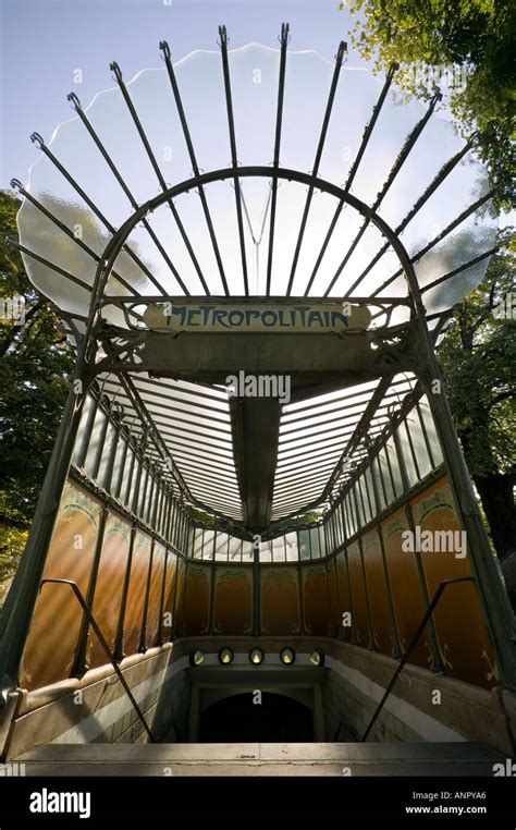 A Paris Art Nouveau Métro Entrance Designed By Hector Guimard Stock