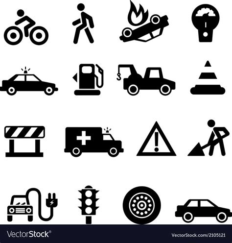 Traffic Icons Black On White Royalty Free Vector Image