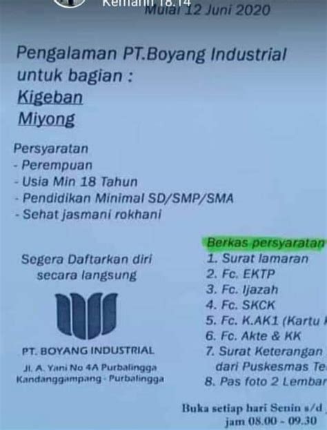 Profil perusahaan pt panasonic industrial components indonesia Lowongan Kerja PT Boyang Industrial Purbalingga - Info ...