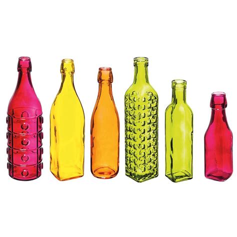 Multi Color Glass Bottles 6 Pack Agri Supply 111985