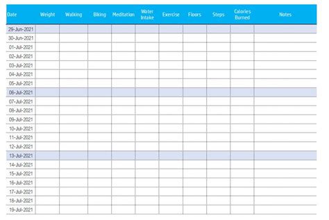 Fitness And Weight Loss Tracker Excel Template Etsy