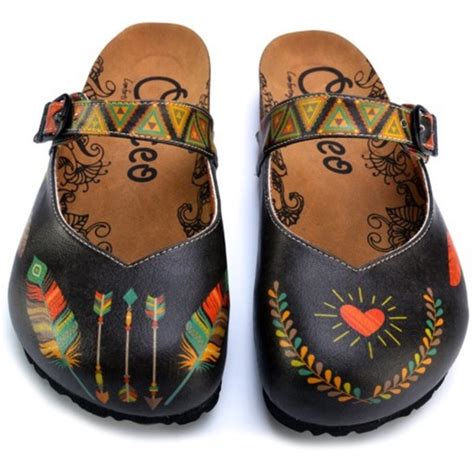 Calceo Shoes Calceo Arrows Feathers And Heart Painted Strapped Mule