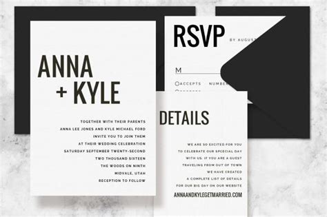 modern minimalist printable wedding invitation set