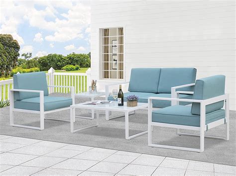 Superjoe 5 Pcs Aluminum Patio Furniture Set All Season Outdoor Couch