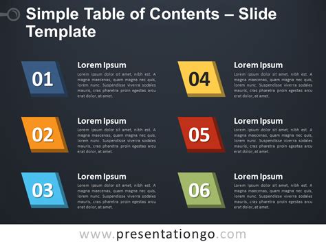 Table Of Contents Slide Template Free Printable Templates