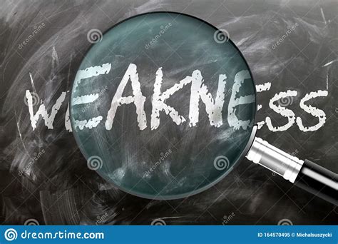 Learn, Study And Inspect Weakness - Pictured As A Magnifying Glass Enlarging Word Weakness 