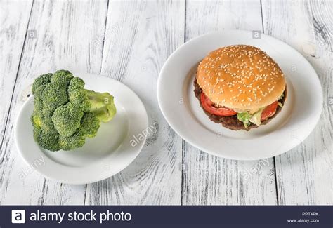 Unhealthy Vs Healthy Food Stock Photo Alamy