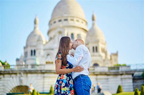 Young Couple Having A Date On Montmartre Paris France Stock Image