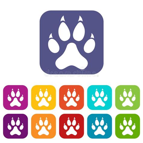 Cat Paw Icons Set Flat Stock Vector Illustration Of Collection 95550762