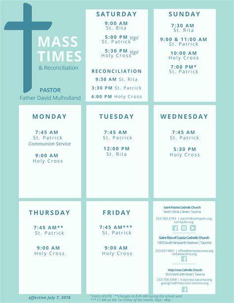 Mass Times Saint Patrick Catholic Church