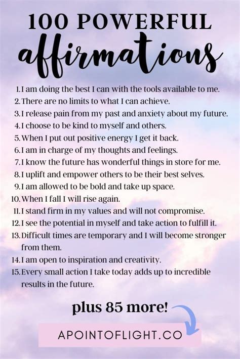 100 Powerful Affirmations For Positivity Women Should Live By A Point Of Light Positive